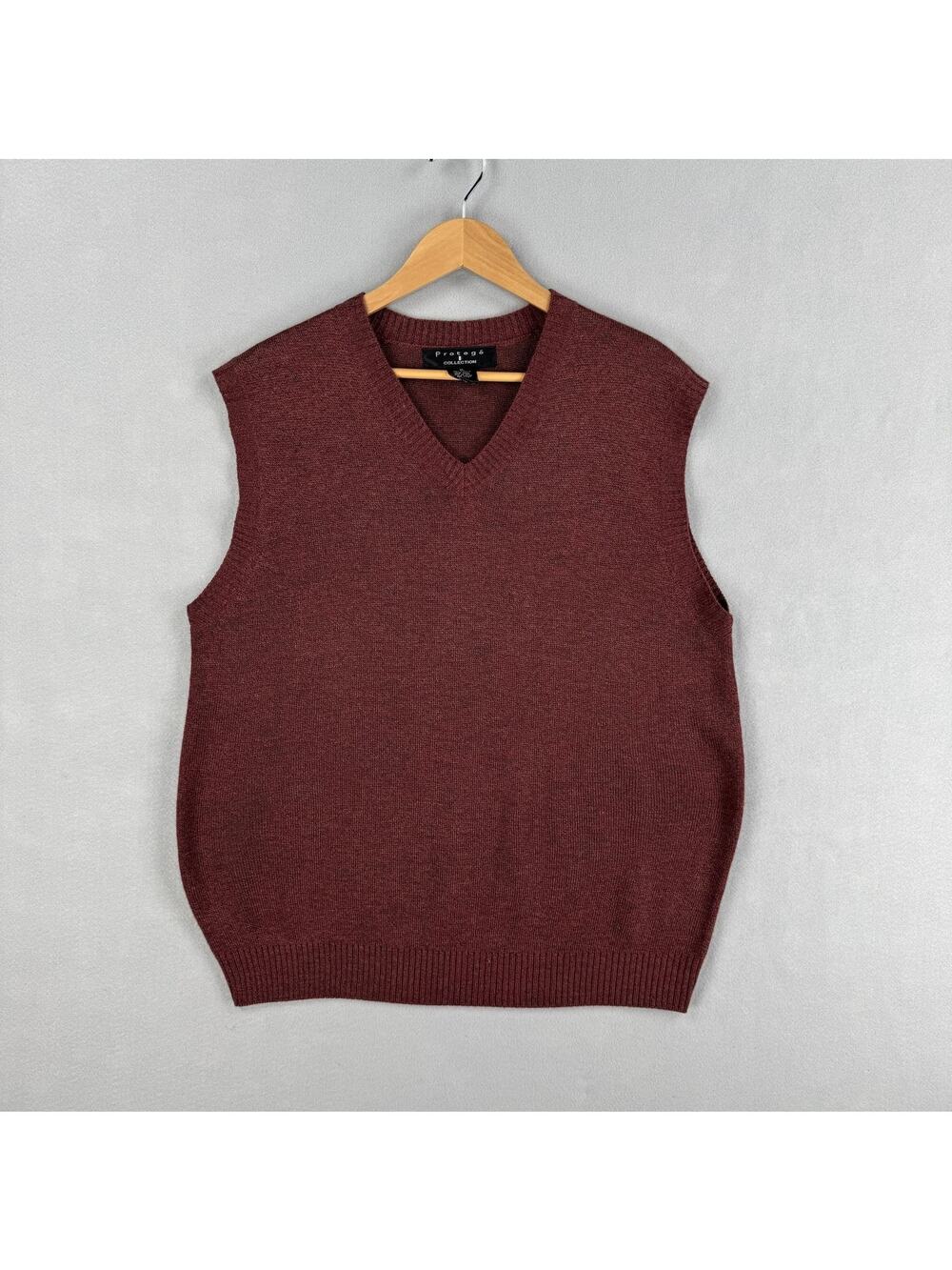 Protege Sweater Vest Size XL Red Acrylic Wool Blend V Neck Pullover Classic